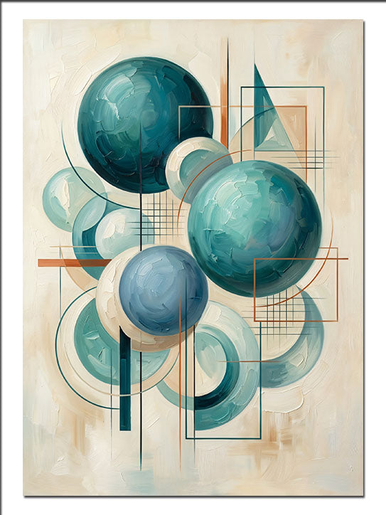 Mavi Turkuaz Küreler Geometrik Soyut Soyut kanvas