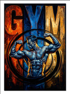 Gym Bodybuilder Mavi Metalik Poster Spor kanvas