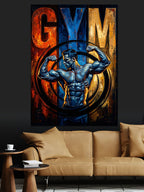 Gym Bodybuilder Mavi Metalik Poster Kanvas Tablo