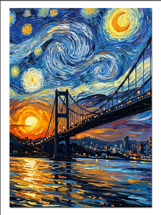 Van Gogh Boğaz Köprüsü Yıldızlı Gece Manzara kanvas