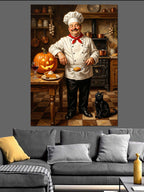 Aşçı ve Balkabaklı Cadılar Bayramı Kanvas Tablo