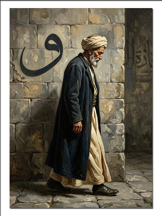 Yaşlı Adam Duvar ve Vav Yazısı İnsan kanvas
