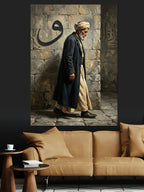 Yaşlı Adam Duvar ve Vav Yazısı Kanvas Tablo