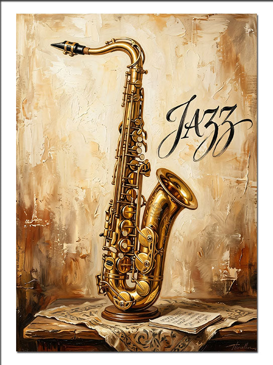 Saksafon Jazz Müzik Vintage Tablo Müzik kanvas
