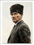 Atatürk Kalpaklı Portre Siyah Beyaz Atatürk kanvas