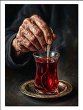 Çay Karıştıran Yaşlı El ve Bardak İnsan kanvas