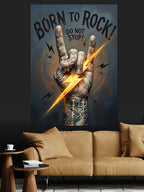 Born To Rock El Hareketi Şimşek Kanvas Tablo