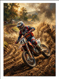 Motocross Çamurda Yarış Motoru Araç kanvas tablo