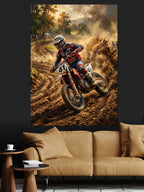 Motocross Çamurda Yarış Motoru Kanvas Tablo