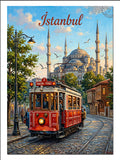 İstanbul Tramvay ve Sultanahmet Camii İstanbul kanvas tablo