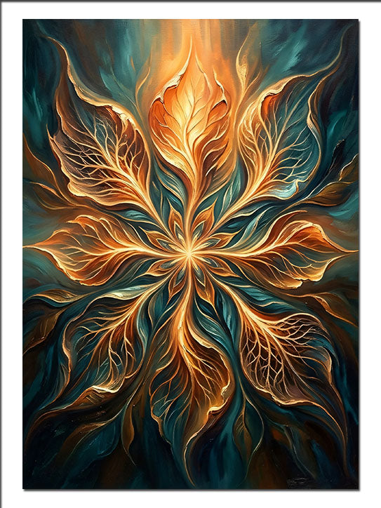 Altın Mandala Işıklı Soyut Desen Mandala kanvas tablo