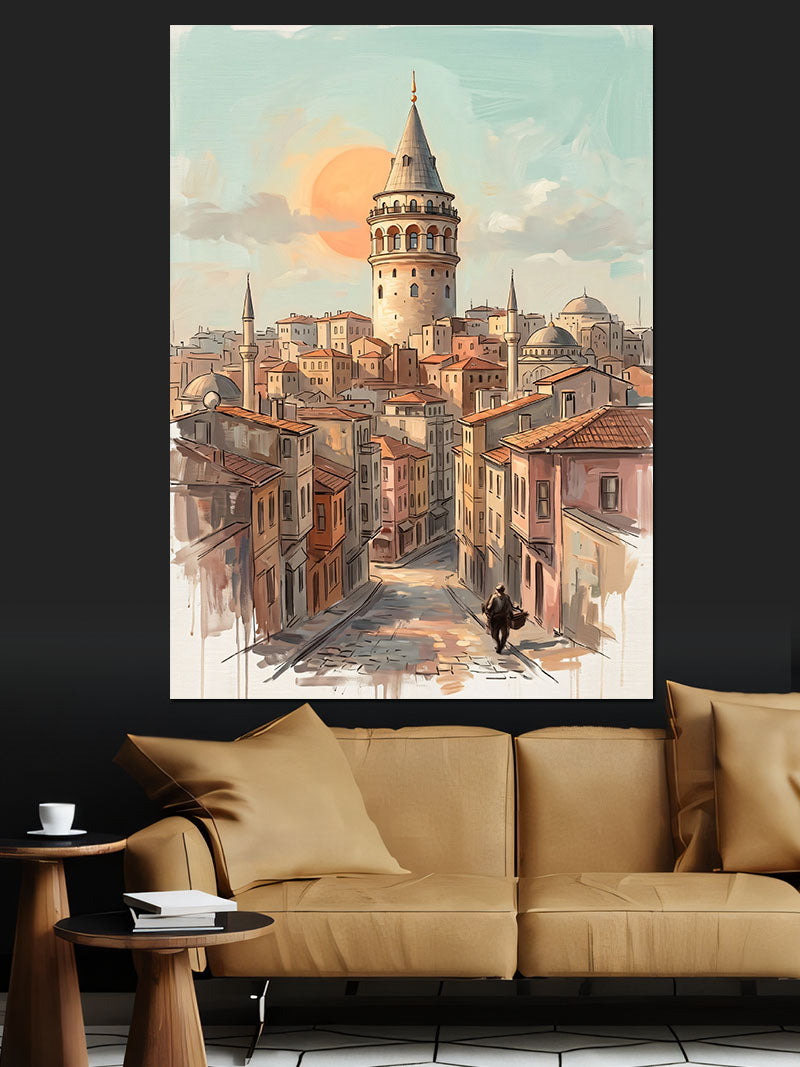 Galata Kulesi İstanbul Gün Batımı Kanvas Tablo