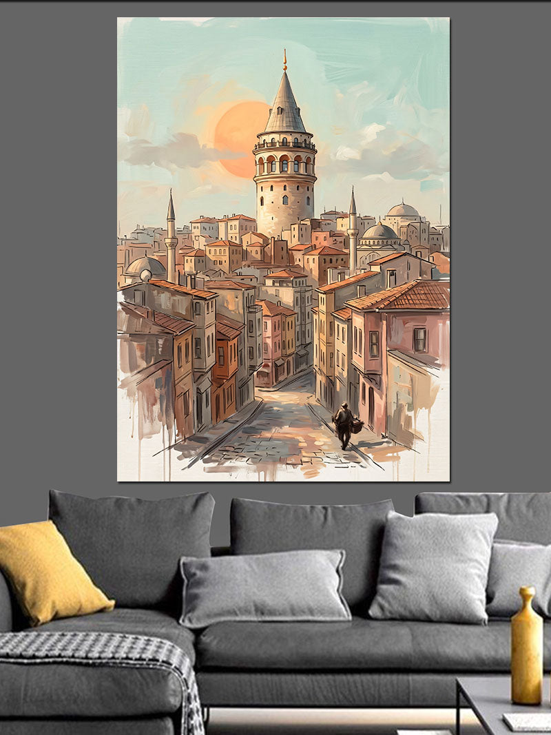 Galata Kulesi İstanbul Gün Batımı Kanvas Tablo
