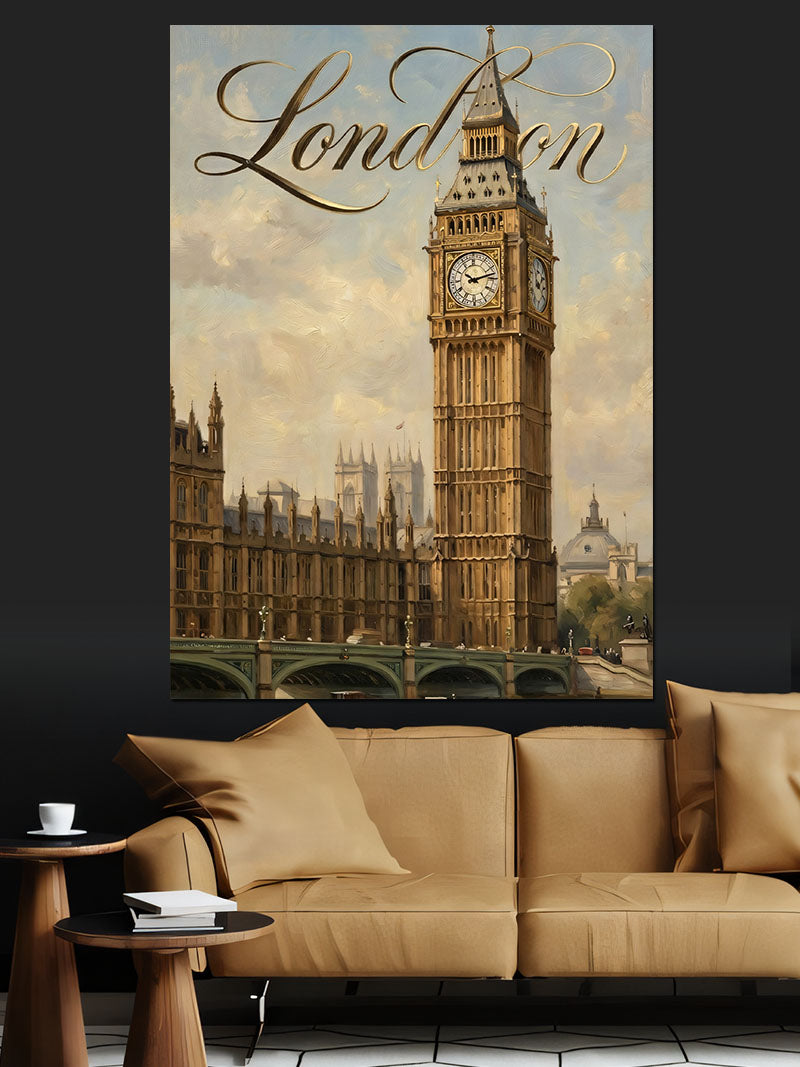Big Ben ve London Yazısı Poster Kanvas Tablo