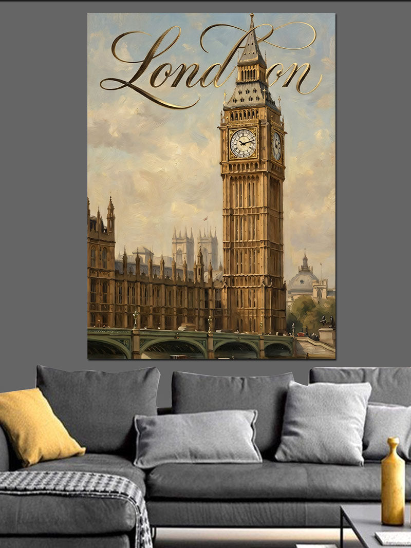 Big Ben ve London Yazısı Poster Kanvas Tablo