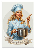 Bon Appetit Aşçı Kadın Tencere İnsan kanvas tablo