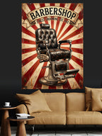 Berber Koltuğu Vintage Barbershop Afiş Kanvas Tablo