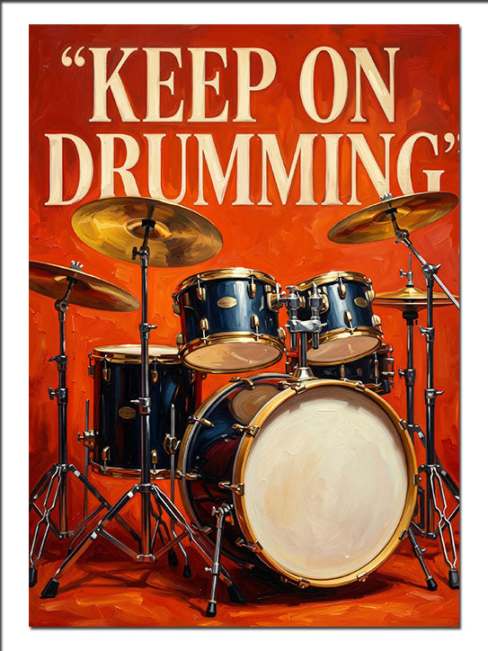 Keep On Drumming Bateri Turuncu Poster Müzik kanvas tablo