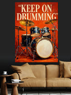Keep On Drumming Bateri Turuncu Poster Kanvas Tablo
