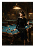 Bilardo Oynayan Kadın Gece Salon İnsan kanvas tablo