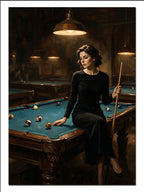 Bilardo Oynayan Kadın Gece Salon İnsan kanvas tablo