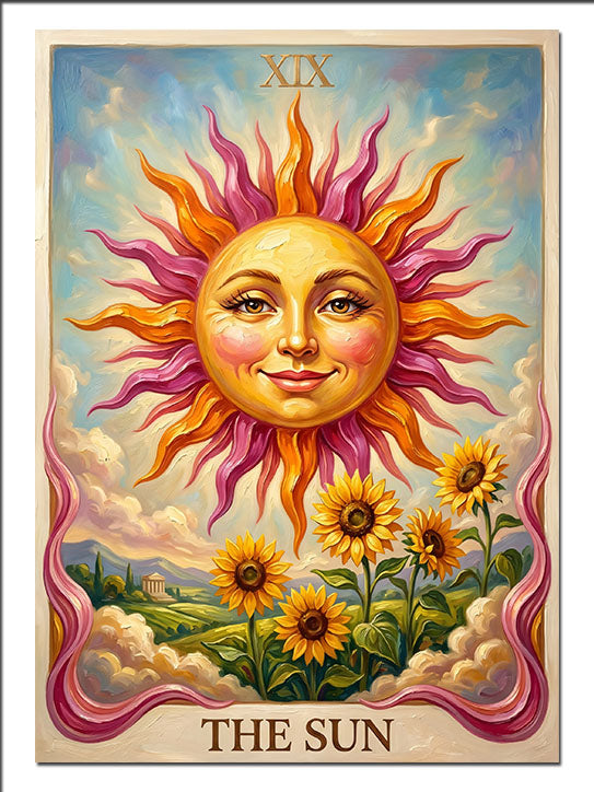 Güneş Tarot Kartı Sarı Gülen Tarot kanvas tablo