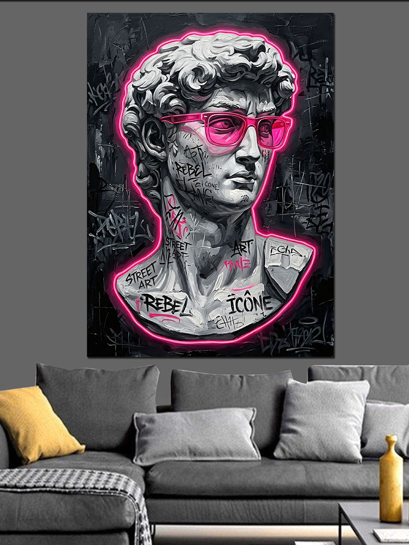 Pembe Gözlüklü Davut Heykeli Pop-Art Kanvas Tablo