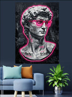 Pembe Gözlüklü Davut Heykeli Pop-Art Kanvas Tablo