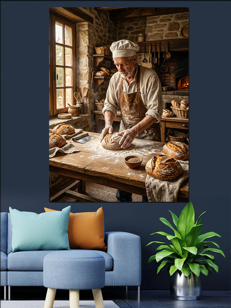 Hamur Yoğuran Fırıncı Usta Kanvas Tablo