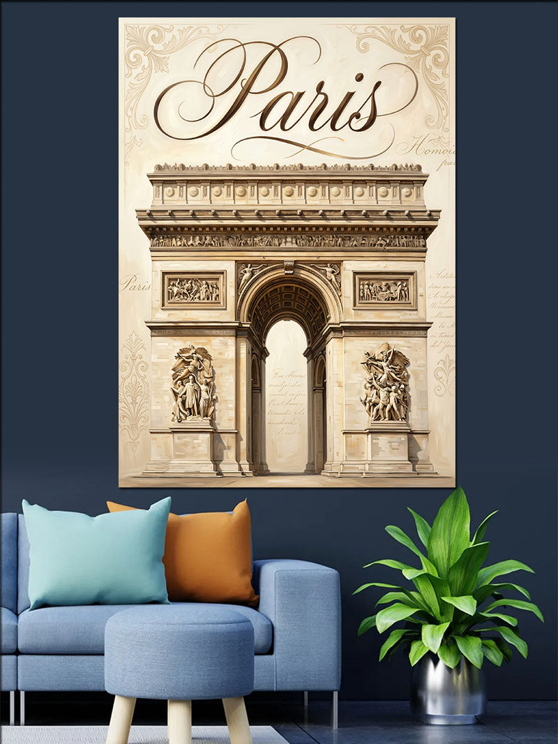 Paris Zafer Takı ve Yazı Kanvas Tablo