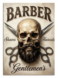 Kurukafa ve makaslı Barber Gentlemen's berber tabelası, retro tablo.