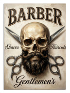 Kurukafa ve makaslı Barber Gentlemen's berber tabelası, retro tablo.