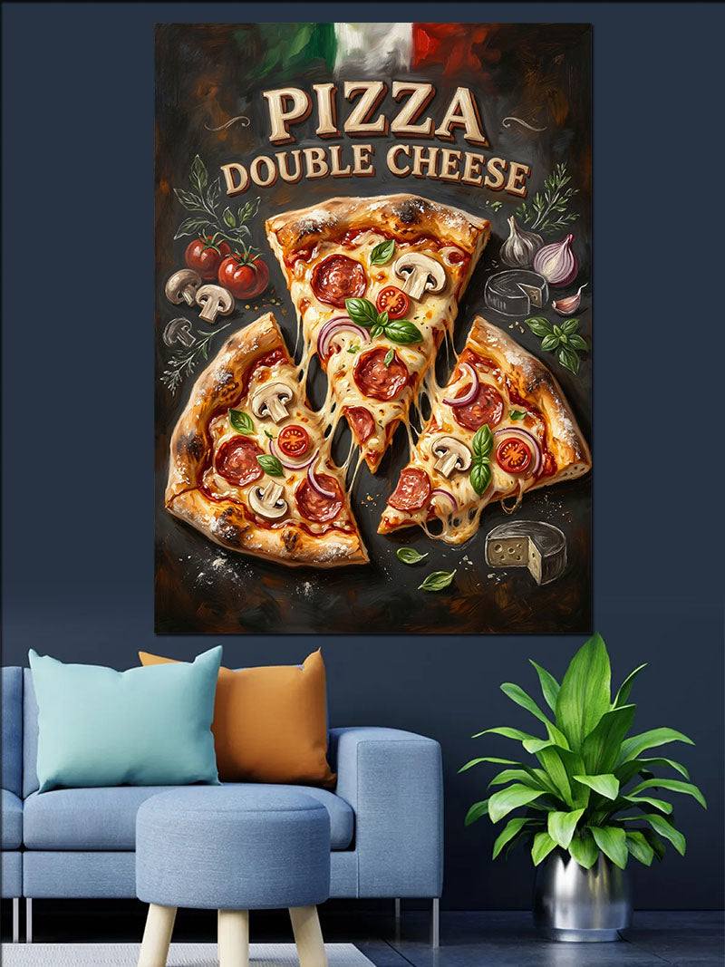 Pizza Double Cheese Posteri Kanvas Tablo