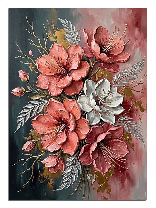 Pembe beyaz ebegümeci çiçekleri demeti, zarif çiçek tablosu.