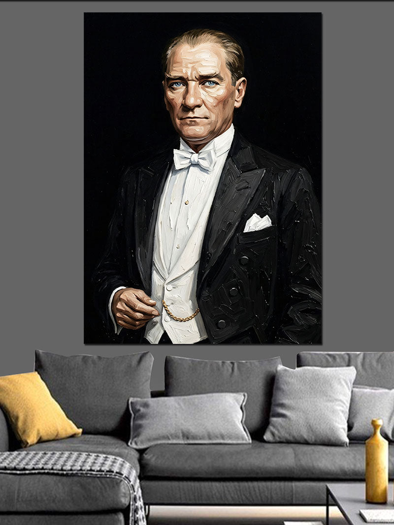 Smokinli Atatürk Portresi Kanvas Tablo