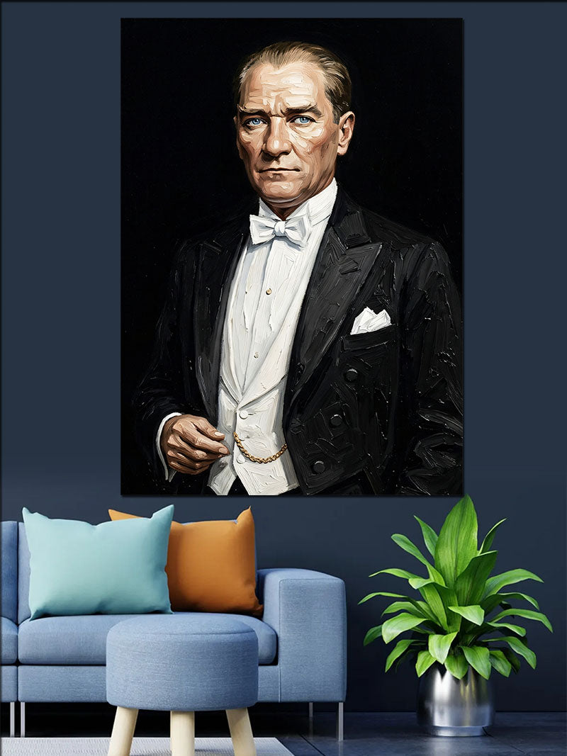 Smokinli Atatürk Portresi Kanvas Tablo