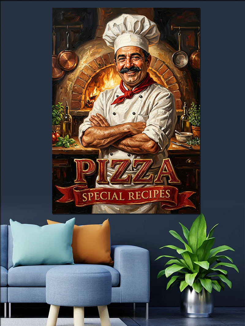 Pizza Special Recipes Şef Posteri Kanvas Tablo
