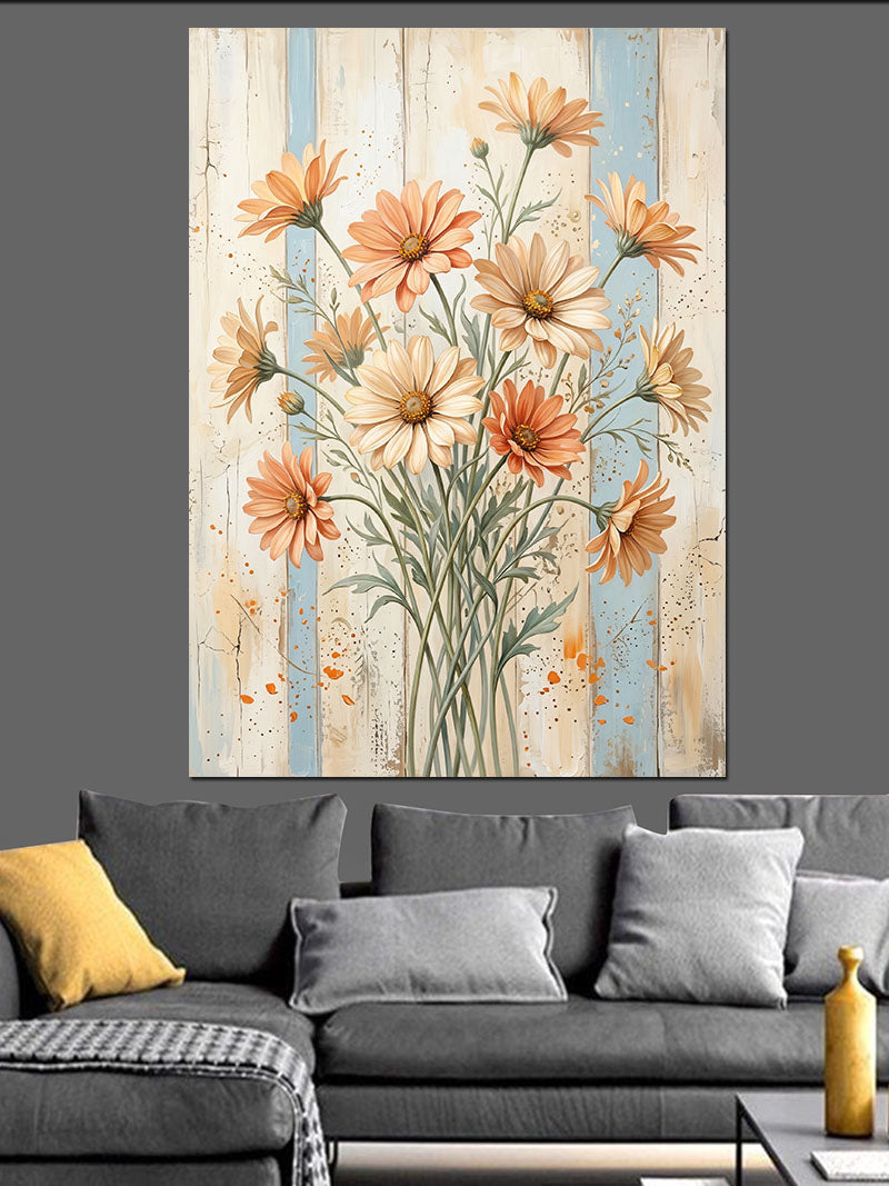 Turuncu Papatya Çiçekleri Buketi Kanvas Tablo