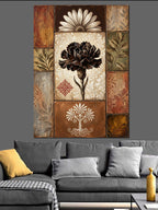 Patchwork Siyah Karanfil Deseni Kanvas Tablo