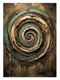 Kahverengi tonlarda soyut spiral girdap ve dokulu boya, soyut tablo.