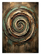 Kahverengi tonlarda soyut spiral girdap ve dokulu boya, soyut tablo.