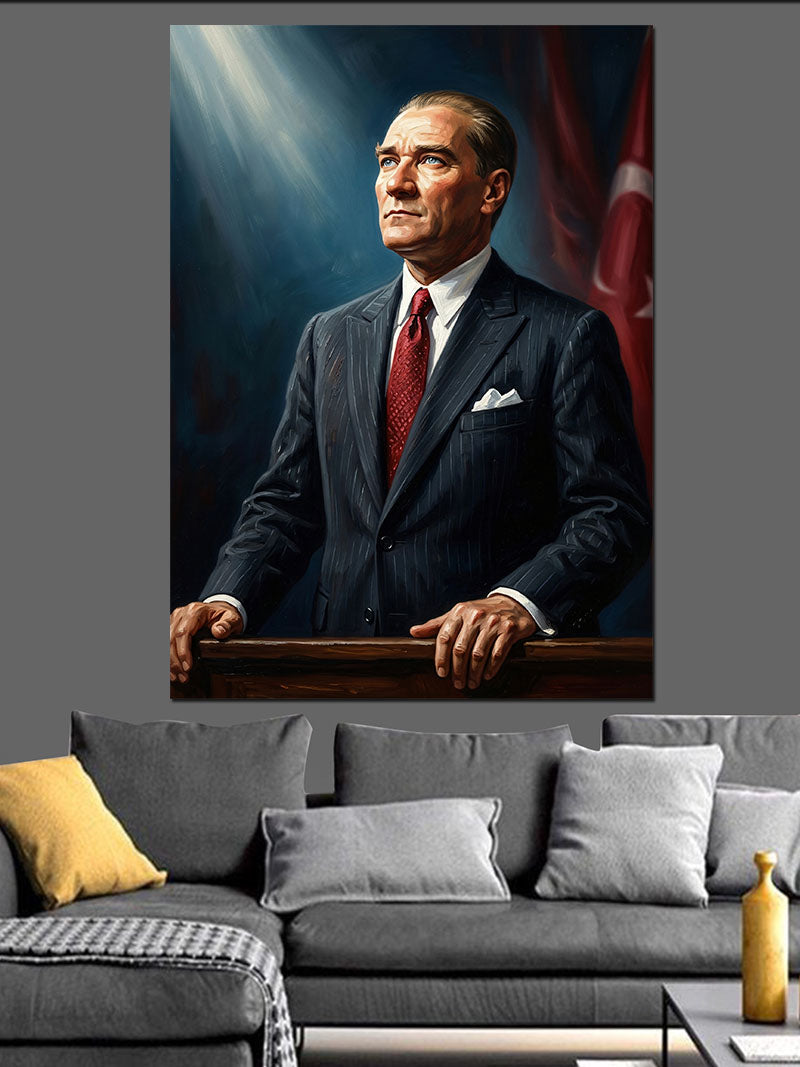 Atatürk Takım Elbiseli Portresi Kanvas Tablo