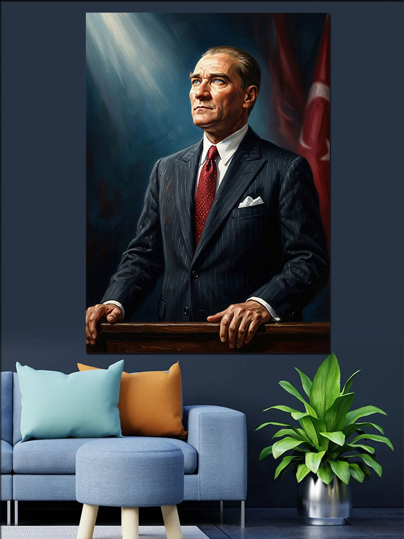Atatürk Takım Elbiseli Portresi Kanvas Tablo