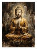 Lotus üzerinde meditasyon yapan Buda heykeli, dini tablo.