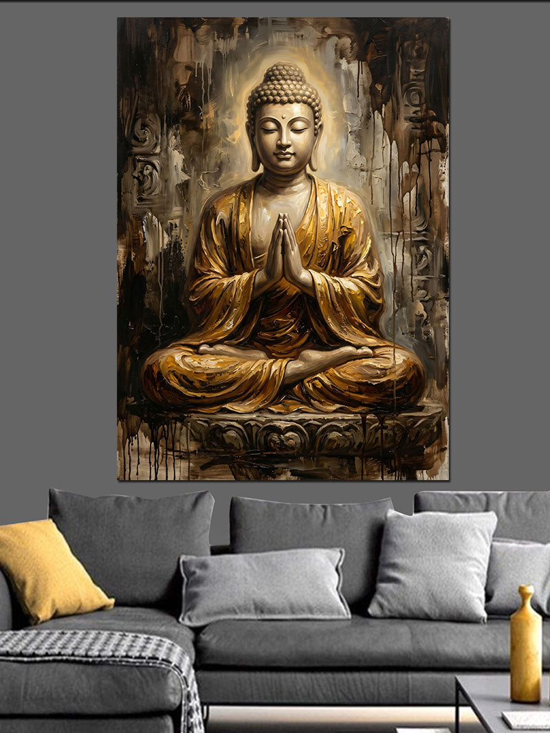 Meditasyon Yapan Buda Heykeli Kanvas Tablo