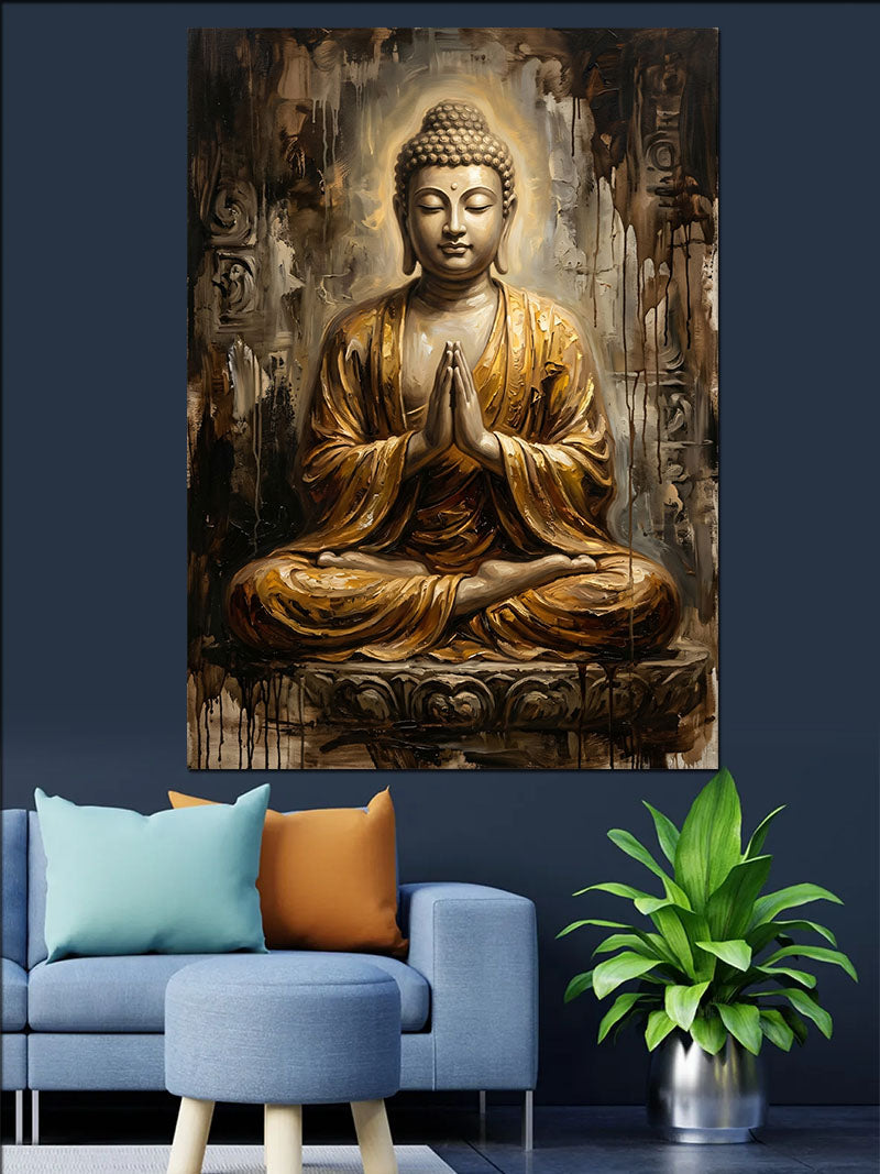 Meditasyon Yapan Buda Heykeli Kanvas Tablo