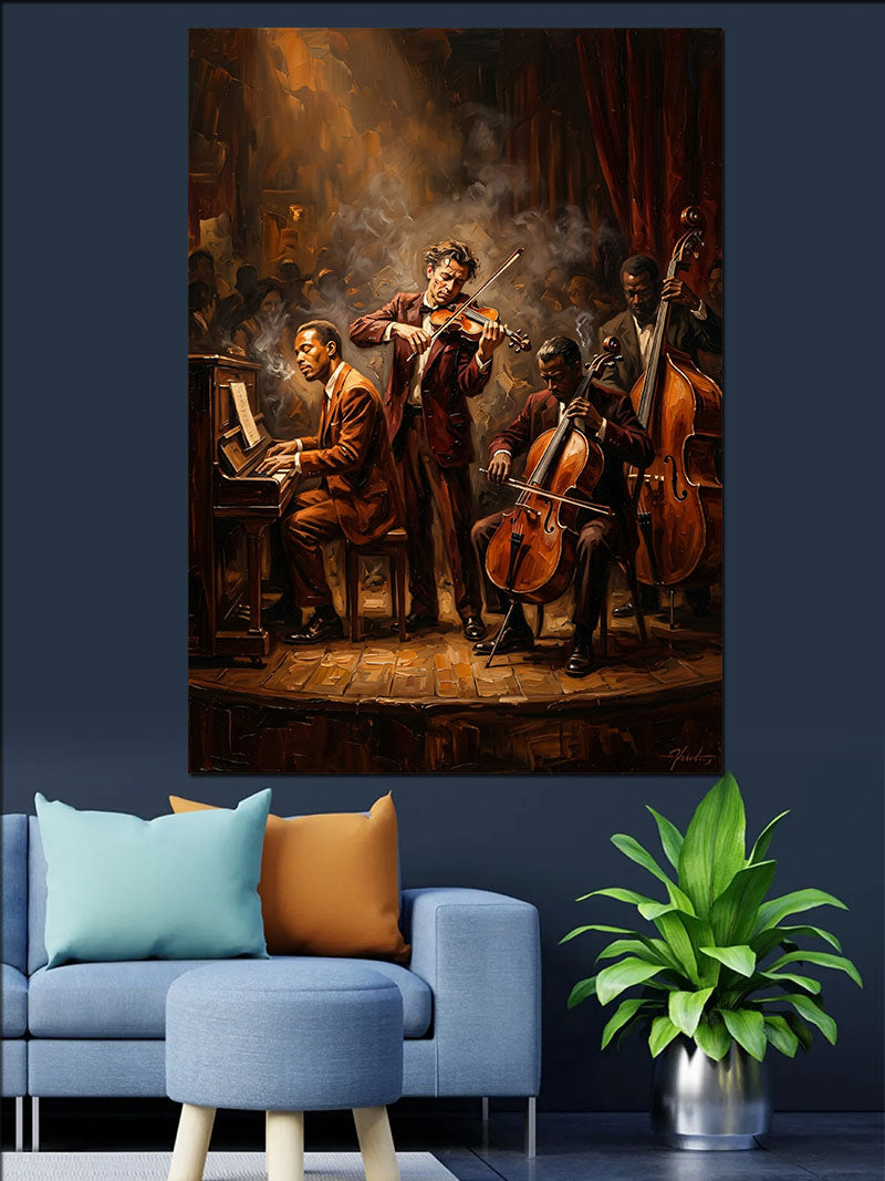 Caz Grubu Sahne Performansı Kanvas Tablo