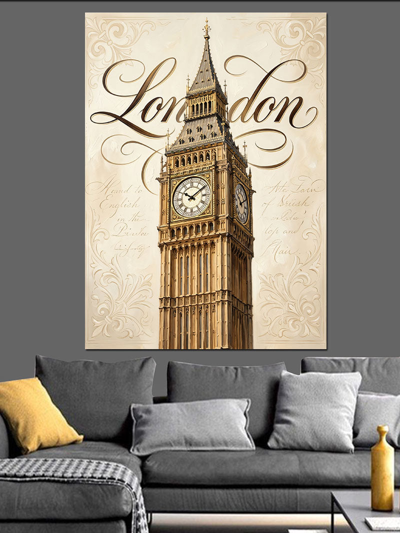 London Yazılı Big Ben Kulesi Kanvas Tablo