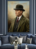 Şapkalı Mustafa Kemal Atatürk Portresi Kanvas Tablo