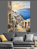 Santorini Beyaz Evleri ve Mavi Kanvas Tablo